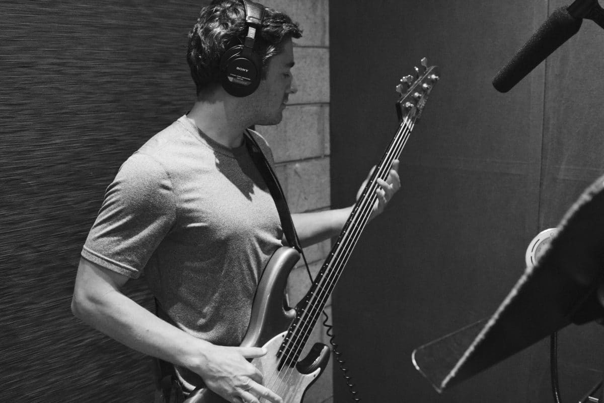 Alific recording bass in the studio